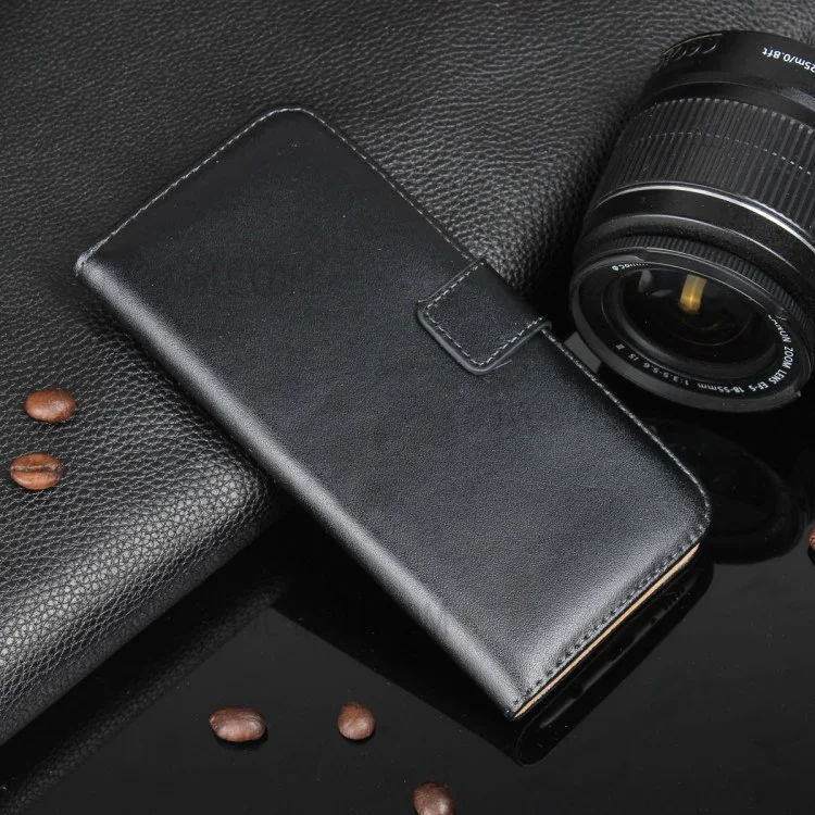Genuine Split Leather Wallet Magnetic Flip Case for Samsung Galaxy S8 G950 - Black