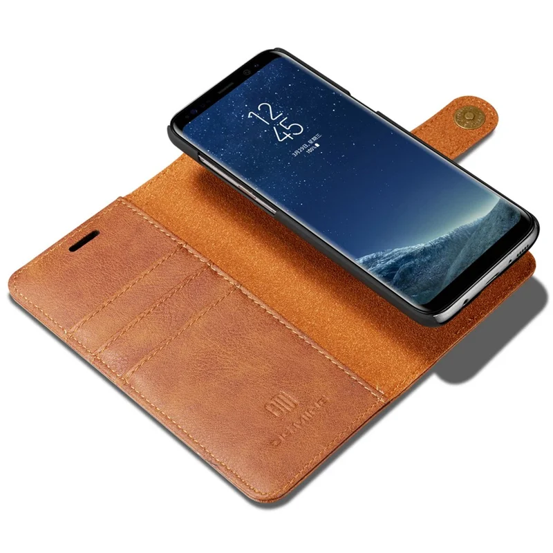 DG.MING For Samsung Galaxy S8 Plus G955 Detachable 2 in 1 Anti-scratch Split Leather Wallet Phone Cover - Brown