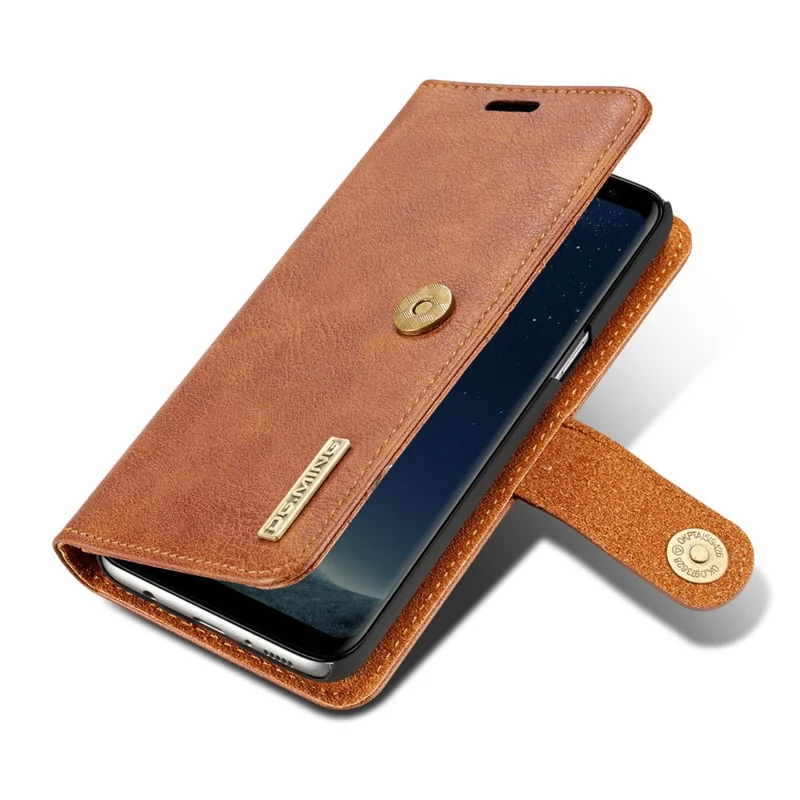 DG.MING For Samsung Galaxy S8 Plus G955 Detachable 2 in 1 Anti-scratch Split Leather Wallet Phone Cover - Brown