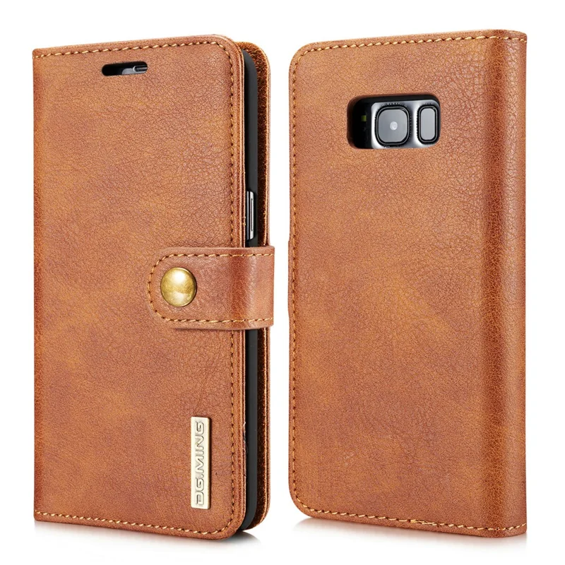 DG.MING For Samsung Galaxy S8 Plus G955 Detachable 2 in 1 Anti-scratch Split Leather Wallet Phone Cover - Brown
