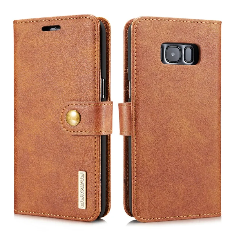 DG.MING For Samsung Galaxy S8 Plus G955 Detachable 2 in 1 Anti-scratch Split Leather Wallet Phone Cover - Brown