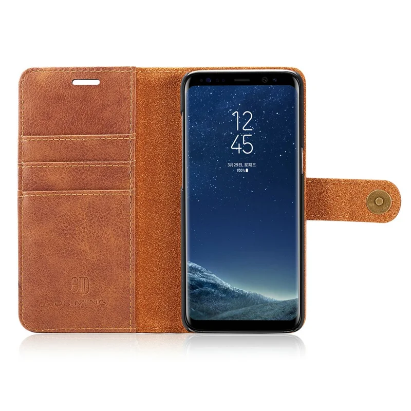 DG.MING For Samsung Galaxy S8 Plus G955 Detachable 2 in 1 Anti-scratch Split Leather Wallet Phone Cover - Brown