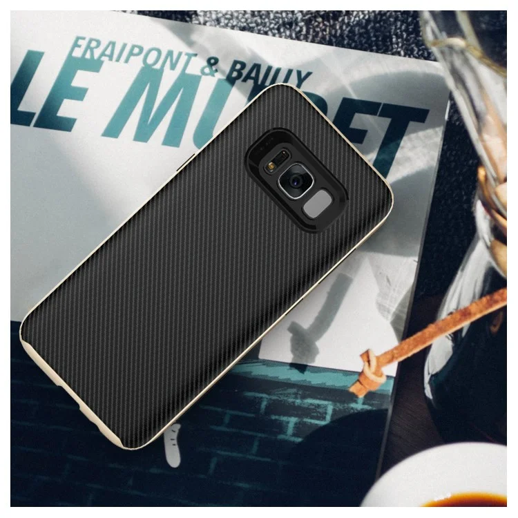 Carbon Fiber PC TPU Combo Case Phone Accessory for Samsung Galaxy S8 G950 - Gold