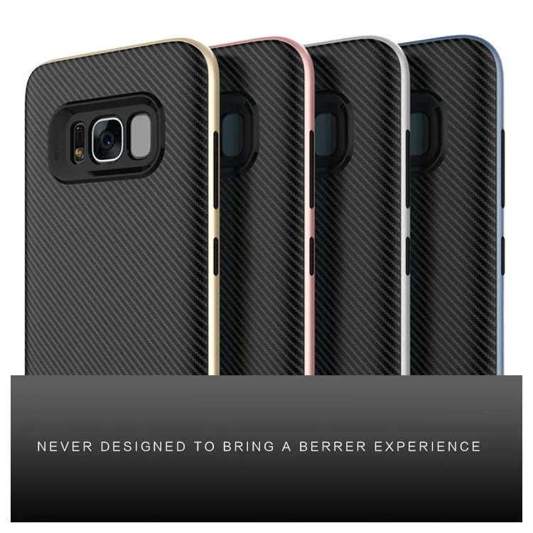 Carbon Fiber PC TPU Combo Case Phone Accessory for Samsung Galaxy S8 G950 - Gold