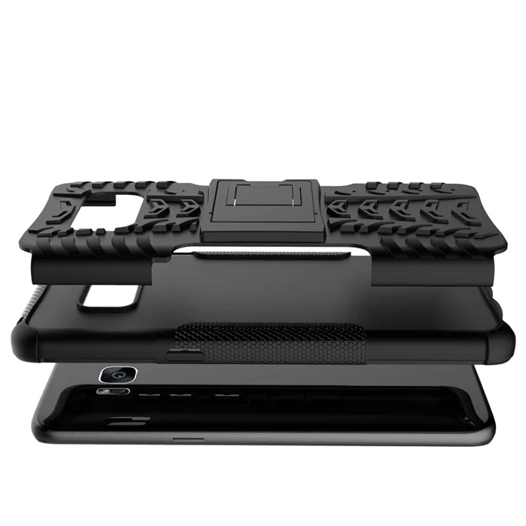 For Samsung Galaxy S8 G950 Tyre Pattern 2-in-1 Kickstand PC + TPU Hybrid Case Cover - Black