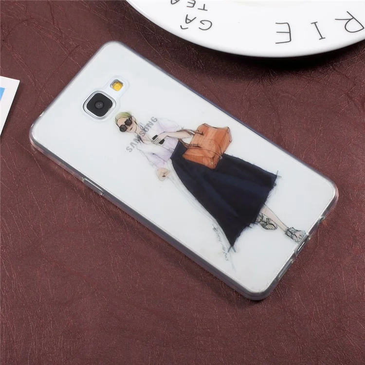 IMD Pattern Printing Clear TPU Protection Cell Phone Case for Samsung Galaxy A5 SM-A510F (2016) - Stylish Girl Pattern