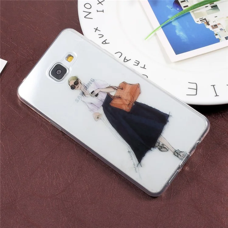 IMD Pattern Printing Clear TPU Protection Cell Phone Case for Samsung Galaxy A5 SM-A510F (2016) - Stylish Girl Pattern