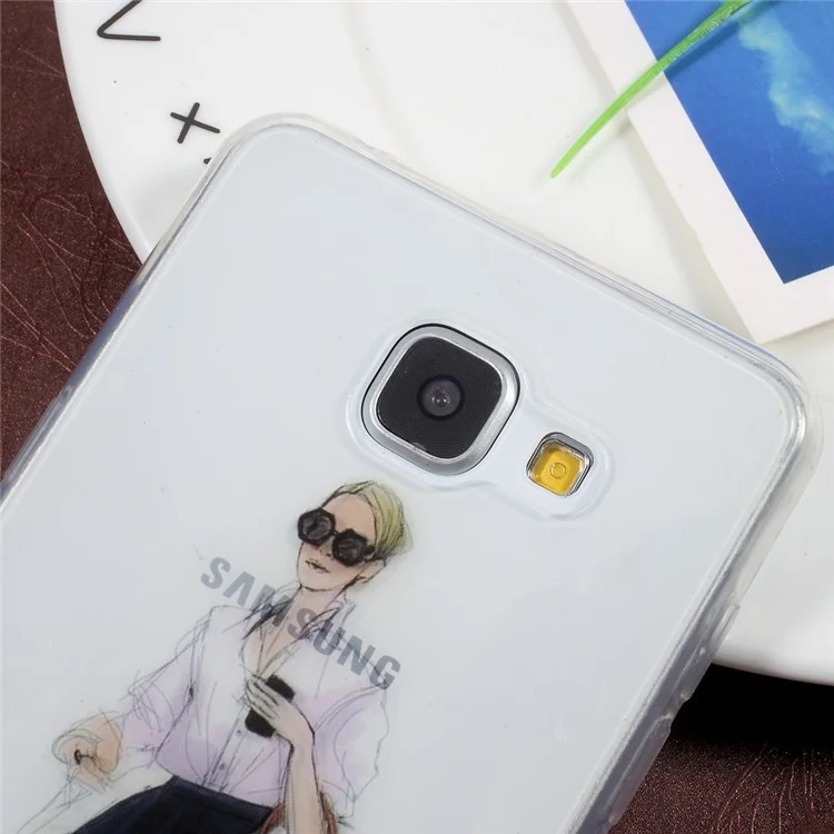 IMD Pattern Printing Clear TPU Protection Cell Phone Case for Samsung Galaxy A5 SM-A510F (2016) - Stylish Girl Pattern