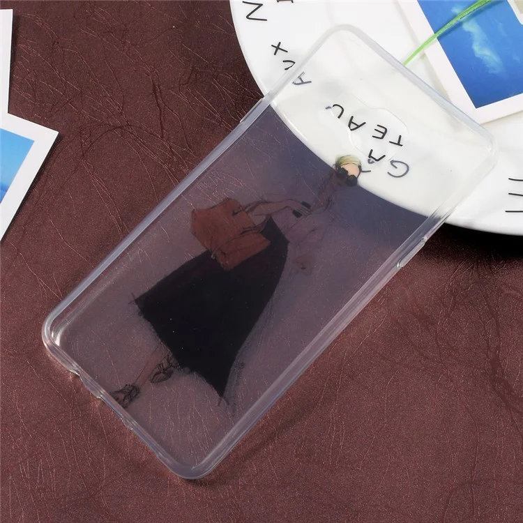 IMD Pattern Printing Clear TPU Protection Cell Phone Case for Samsung Galaxy A5 SM-A510F (2016) - Stylish Girl Pattern