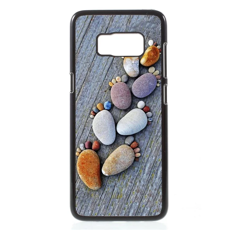 2D Heat Transfer Printing Aluminum Sheet Skin PC Cover for Samsung Galaxy S8+ G955 - Footprint Shape Pebbles