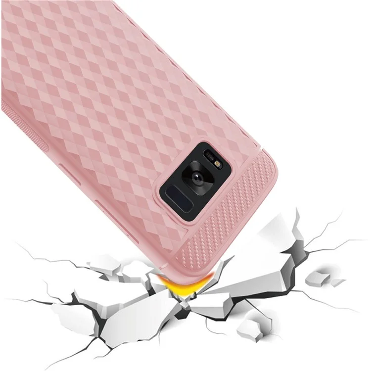 IVSO for Samsung Galaxy S8 G950 Geometric Hexagon Design Carbon Fiber Silicone Cover - Rose Gold