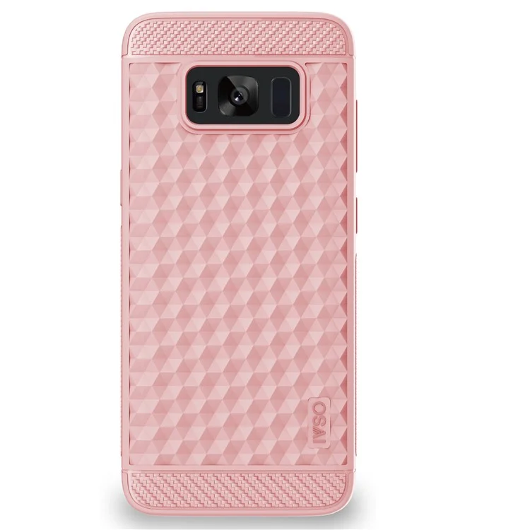 IVSO for Samsung Galaxy S8 G950 Geometric Hexagon Design Carbon Fiber Silicone Cover - Rose Gold