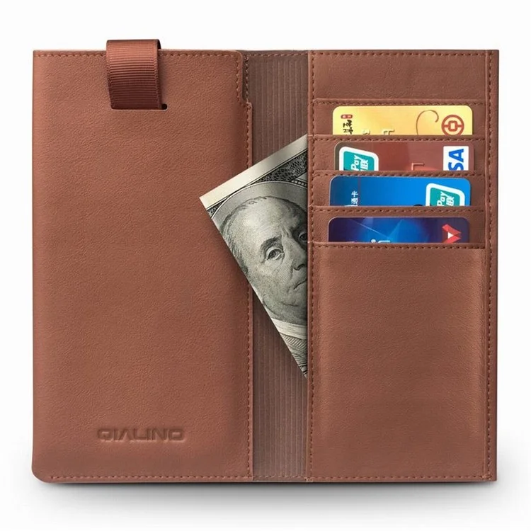 QIALINO Genuine Leather Wallet Protective Pouch Case for Samsung Galaxy C7 Pro - Brown