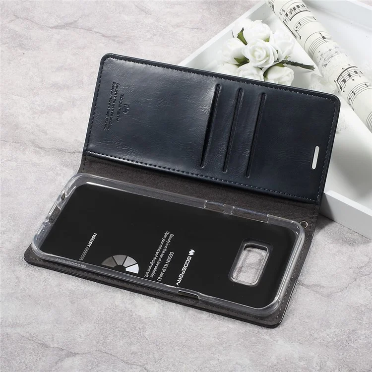 MERCURY GOOSPERY Blue Moon for Samsung Galaxy S8 SM-G950 Flip Leather Case - Dark Blue