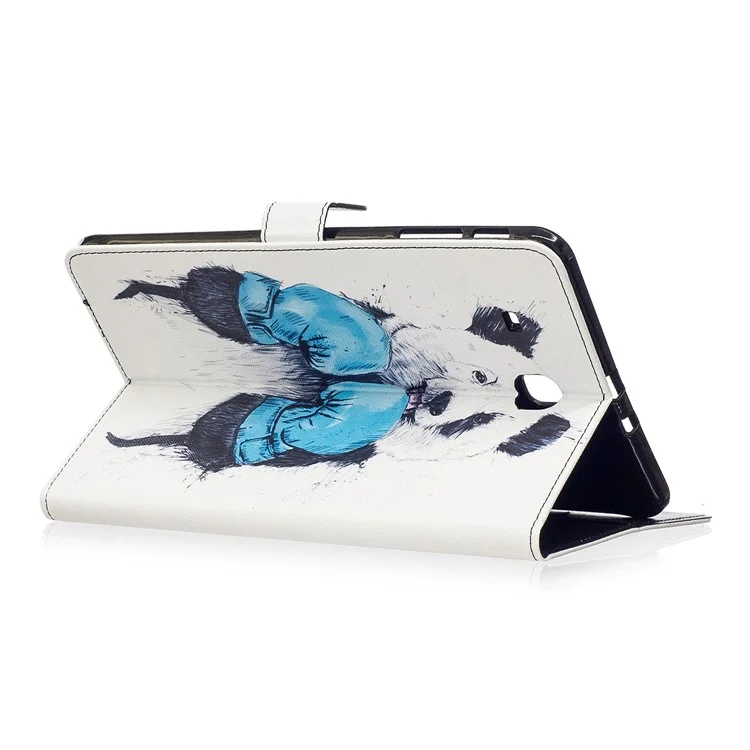 For Samsung Galaxy Tab E 9.6 T560 Pattern Printing Leather Wallet Protective Cover - Panda Boxing