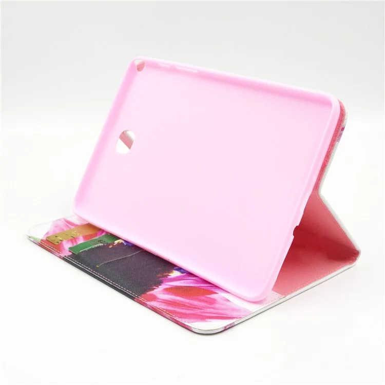 Pattern Printing Leather Wallet Case With Stand for Samsung Galaxy Tab A 8.0 SM-T350 - Colorful Petals