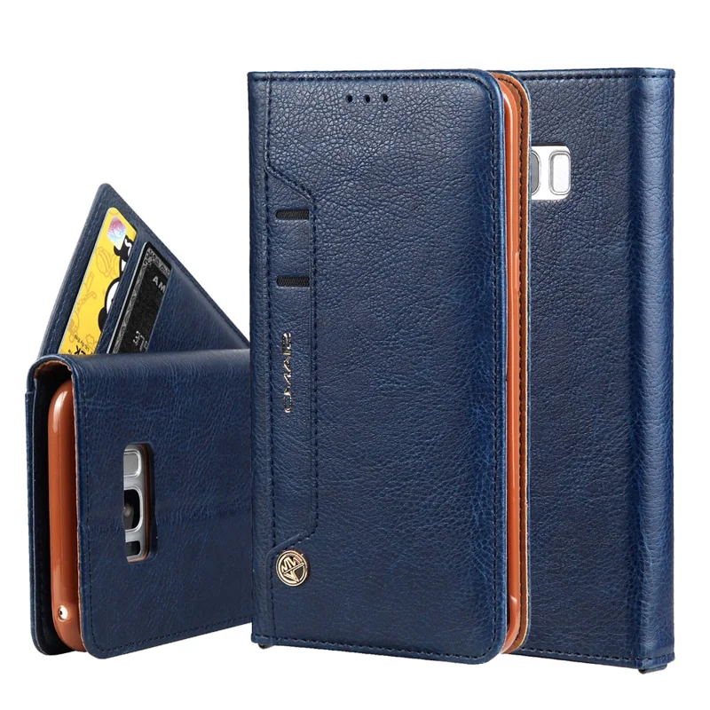CMAI2 Stand Card Slots PU Leather Flip Cover for Samsung Galaxy S8 G950 - Dark Blue