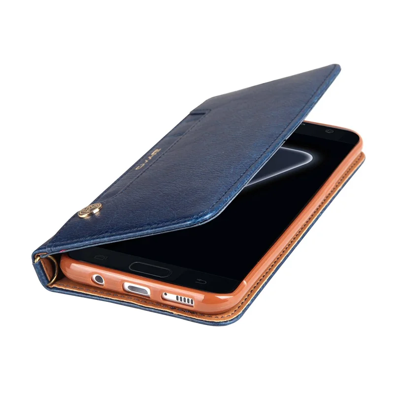 CMAI2 Stand Card Slots PU Leather Flip Cover for Samsung Galaxy S8 G950 - Dark Blue