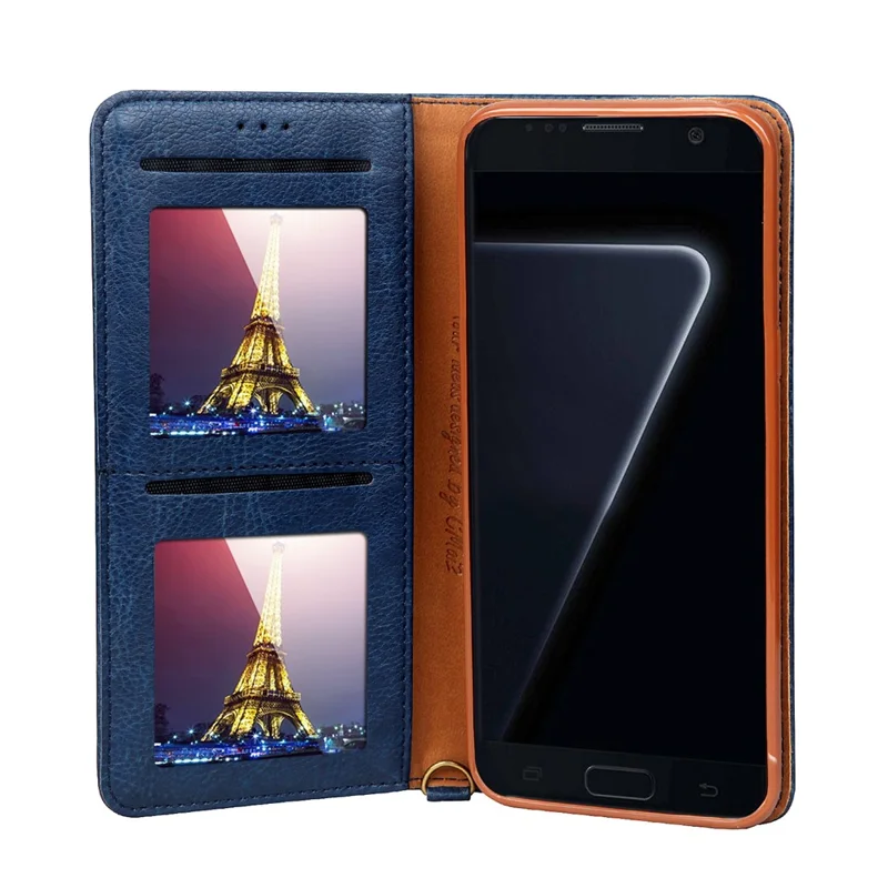 CMAI2 Stand Card Slots PU Leather Flip Cover for Samsung Galaxy S8 G950 - Dark Blue