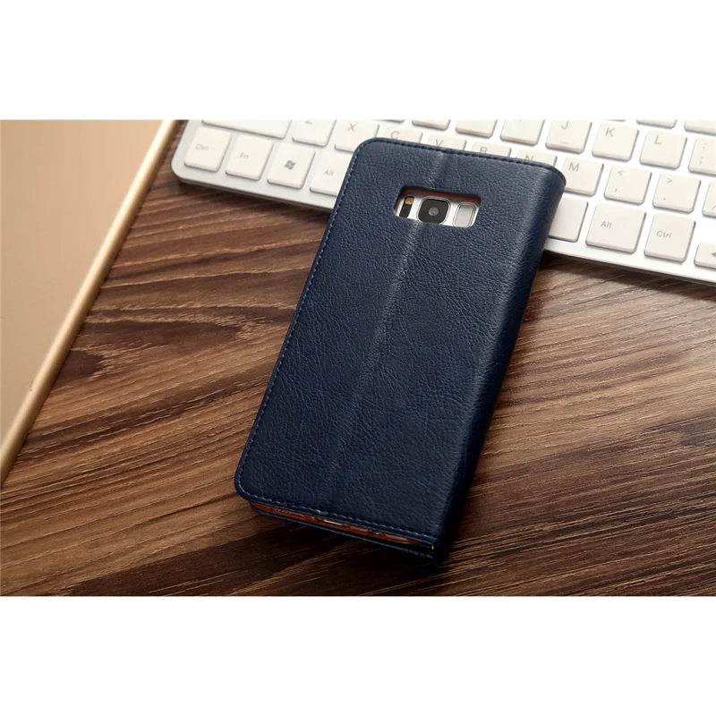 CMAI2 Stand Card Slots PU Leather Flip Cover for Samsung Galaxy S8 G950 - Dark Blue