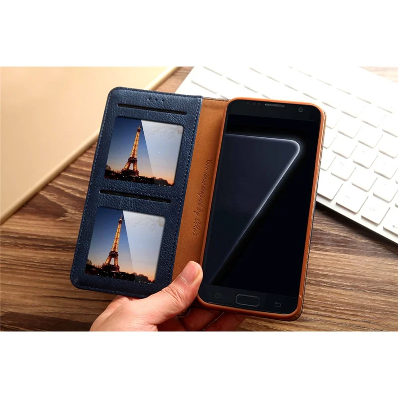 CMAI2 Stand Card Slots PU Leather Flip Cover for Samsung Galaxy S8 G950 - Dark Blue