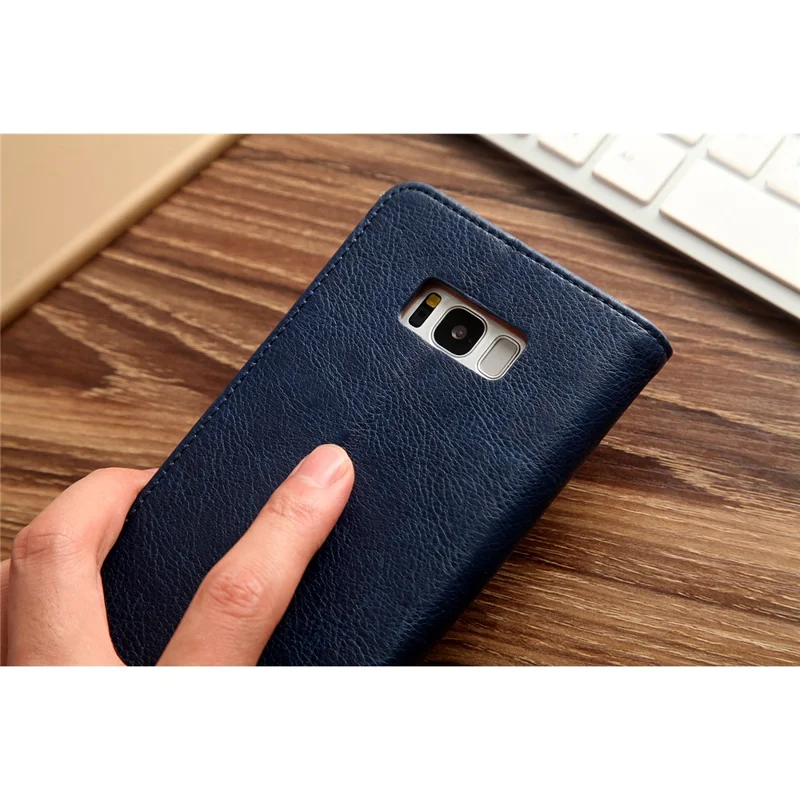 CMAI2 Stand Card Slots PU Leather Flip Cover for Samsung Galaxy S8 G950 - Dark Blue