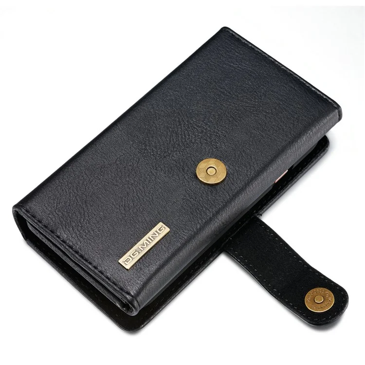DG.MING for Samsung Galaxy S8+ G955 Split Leather Multi-slot Tri-fold Wallet + Detachable PC Case - Black