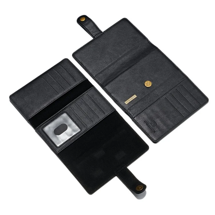DG.MING for Samsung Galaxy S8+ G955 Split Leather Multi-slot Tri-fold Wallet + Detachable PC Case - Black