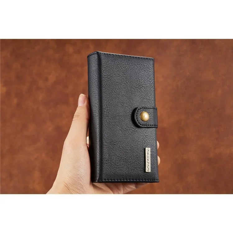 DG.MING for Samsung Galaxy S8+ G955 Split Leather Multi-slot Tri-fold Wallet + Detachable PC Case - Black