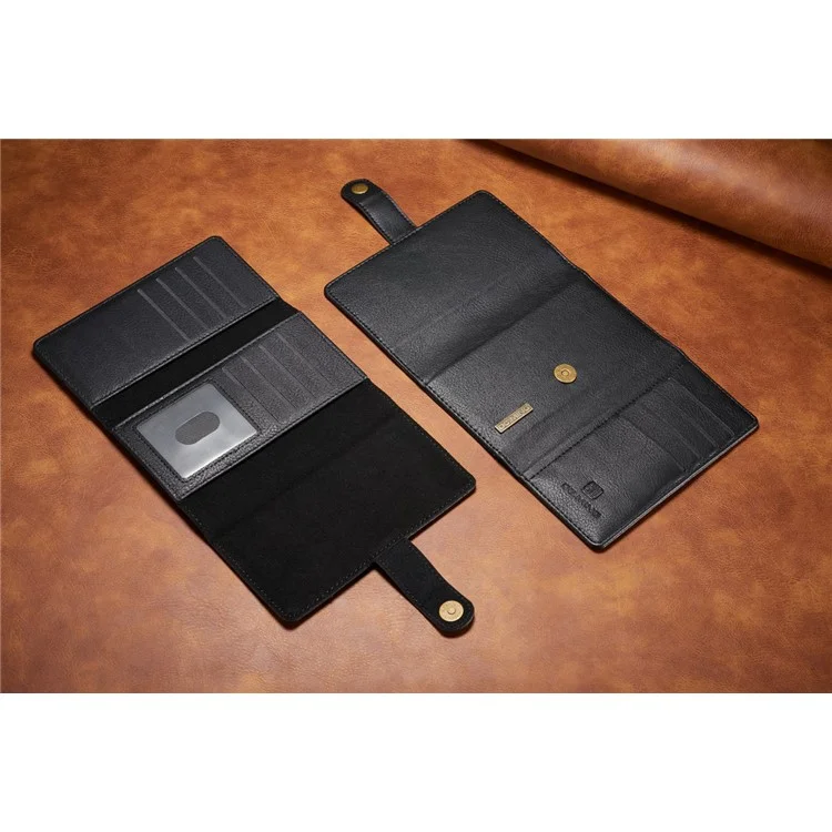 DG.MING for Samsung Galaxy S8+ G955 Split Leather Multi-slot Tri-fold Wallet + Detachable PC Case - Black