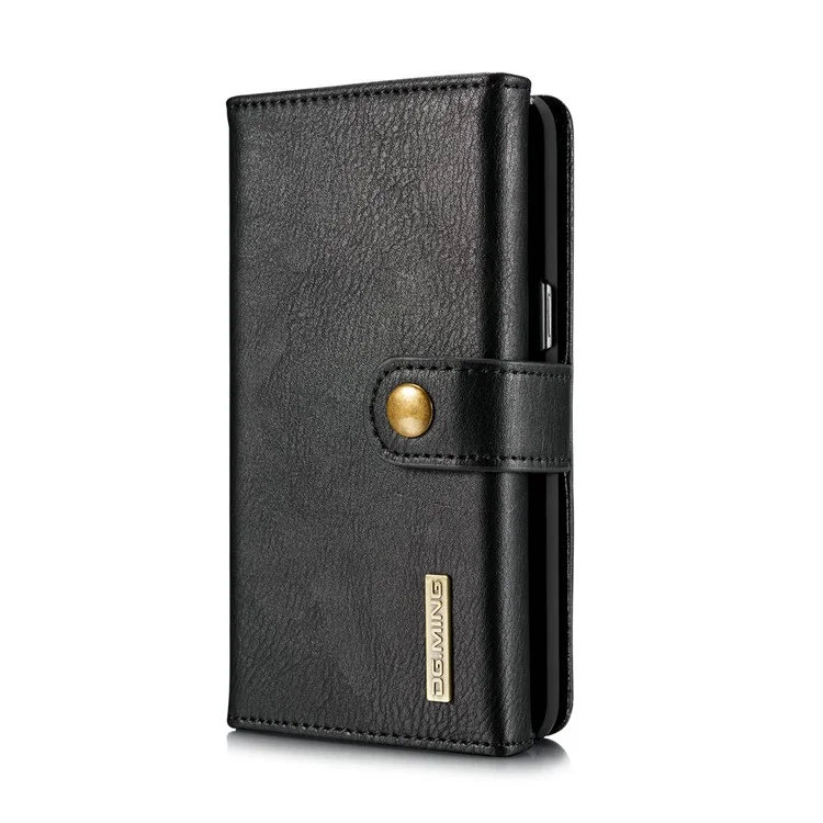 DG.MING for Samsung Galaxy S8+ G955 Split Leather Multi-slot Tri-fold Wallet + Detachable PC Case - Black