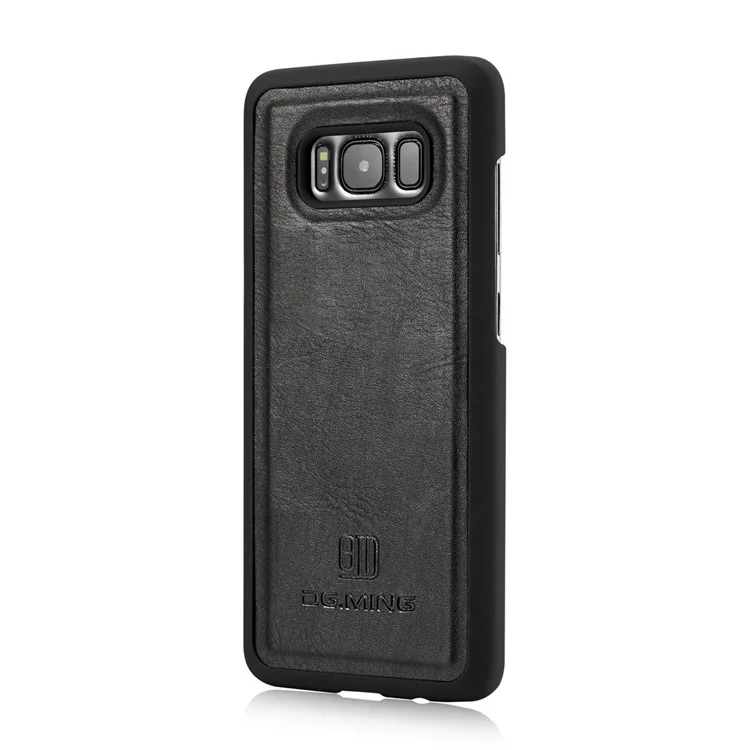 DG.MING for Samsung Galaxy S8+ G955 Split Leather Multi-slot Tri-fold Wallet + Detachable PC Case - Black