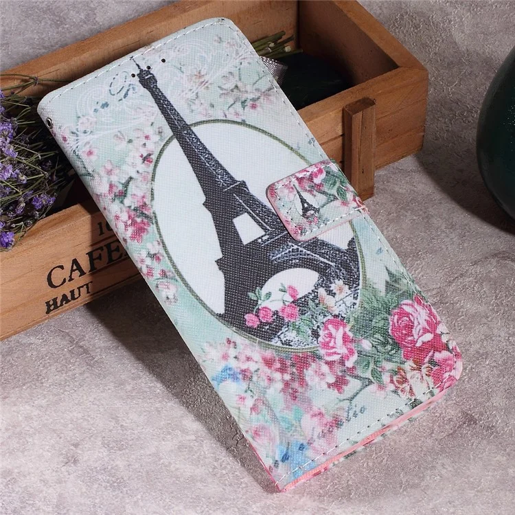 Callfree Patterned Stand Leather Wallet Flip Case for Samsung Galaxy S8 G950 - Eiffel Tower and Flowers
