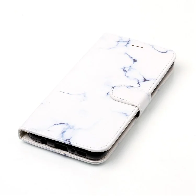 Patterned Leather Wallet Cover for Samsung Galaxy S8 G950 - White Marble Pattern