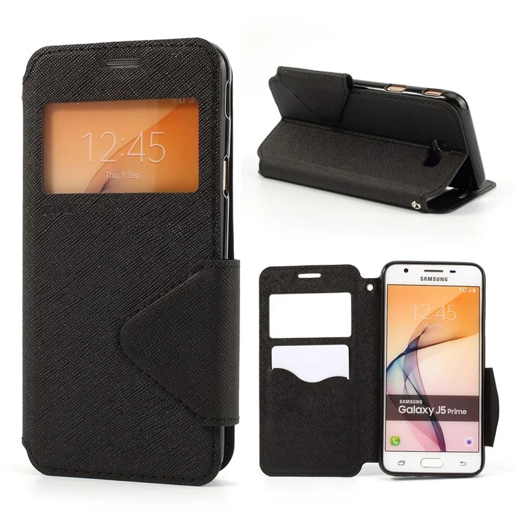 ROAR KOREA View Window Leather Phone Casing for Samsung J5 Prime/On5 2016 - Black