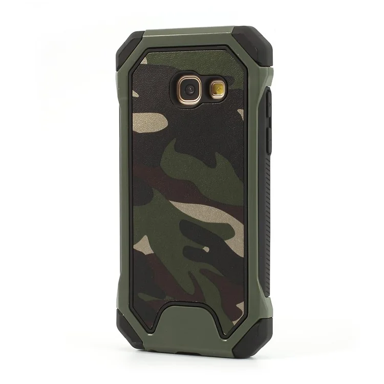 Camouflage Leather Coated Hybrid PC TPU Mobile Phone Back Case for Samsung Galaxy A5 (2017) - Green
