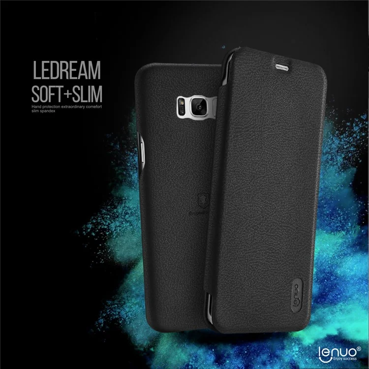 LENUO Ledream Series Flip Leather Phone Cover for Samsung Galaxy S8+ SM-G955 - Black