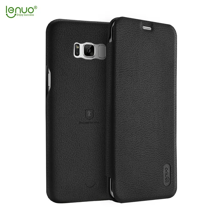 LENUO Ledream Series Flip Leather Phone Cover for Samsung Galaxy S8+ SM-G955 - Black