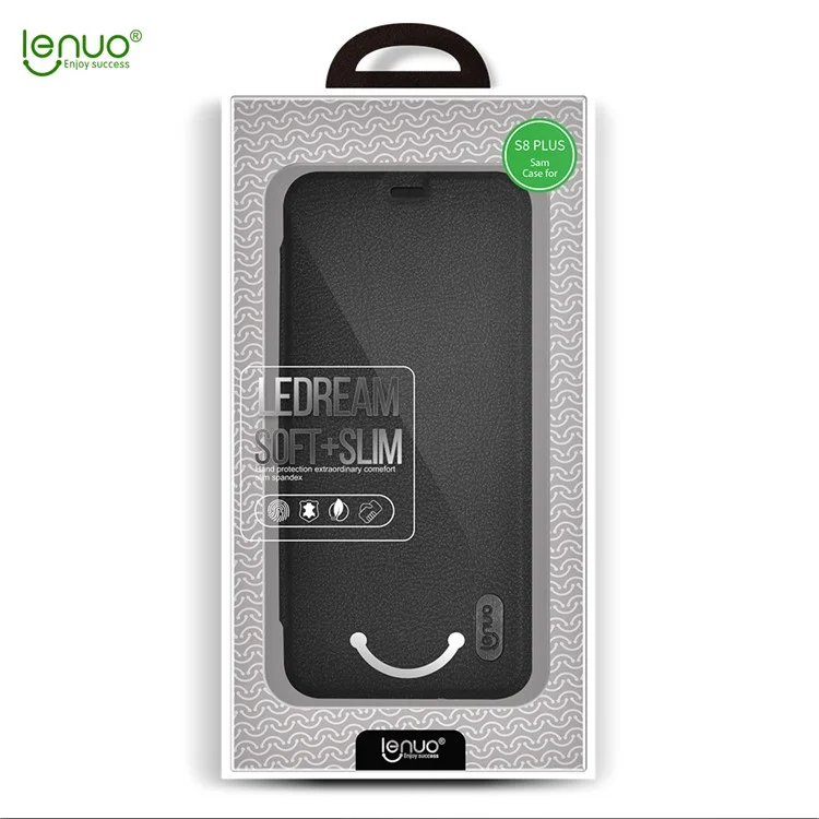LENUO Ledream Series Flip Leather Phone Cover for Samsung Galaxy S8+ SM-G955 - Black