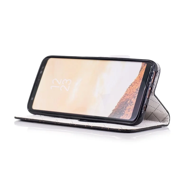 Love Heart Two-tone Leather Wallet Stand Cellphone Cover with Lanyard for Samsung Galaxy S8 SM-G950 - Black
