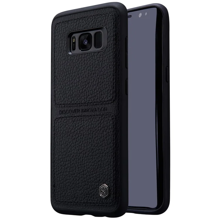 NILLKIN Burt Case Leather Coated PC TPU Combo Back Cover Mobile Protector for Samsung Galaxy S8 Plus G955 - Black