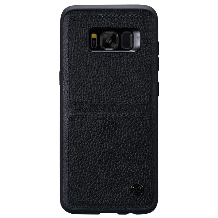 NILLKIN Burt Case Leather Coated PC TPU Combo Back Cover Mobile Protector for Samsung Galaxy S8 Plus G955 - Black