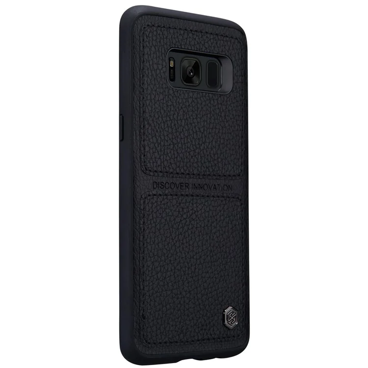 NILLKIN Burt Case Leather Coated PC TPU Combo Back Cover Mobile Protector for Samsung Galaxy S8 Plus G955 - Black