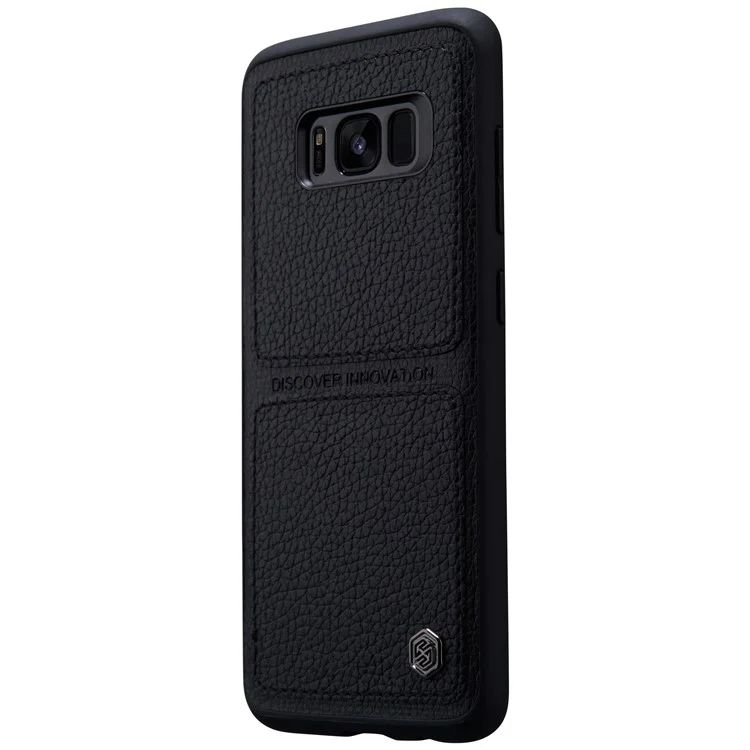 NILLKIN Burt Case Leather Coated PC TPU Combo Back Cover Mobile Protector for Samsung Galaxy S8 Plus G955 - Black