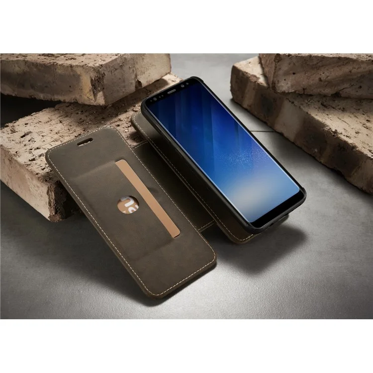 CASEME H1 Han Series Retro Detachable 2-in-1 Leather Stand Case for Samsung Galaxy S8 Plus G955 - Coffee