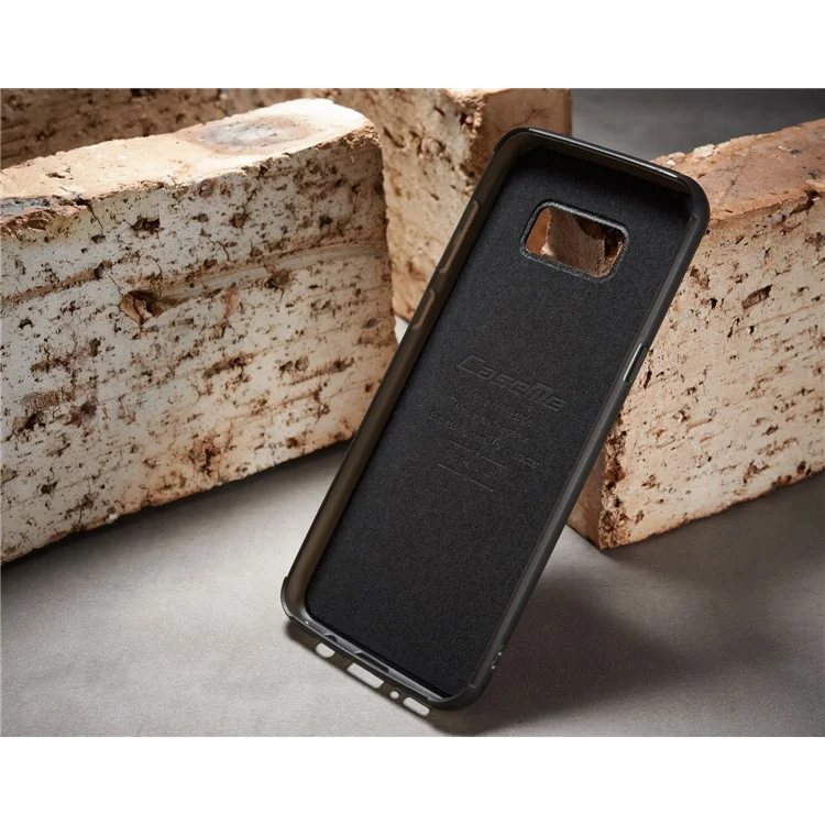 CASEME H3 Han Series for Samsung Galaxy S8 G950 Metal Ring Kickstand Leather Skin PC TPU Hybrid Case - Coffee