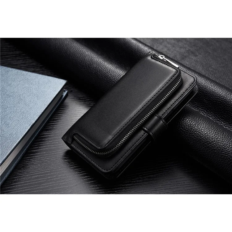 For Samsung Galaxy S8 G950 Detachable TPU Cover Zipper Pocket Leather Wallet Phone Case - Black