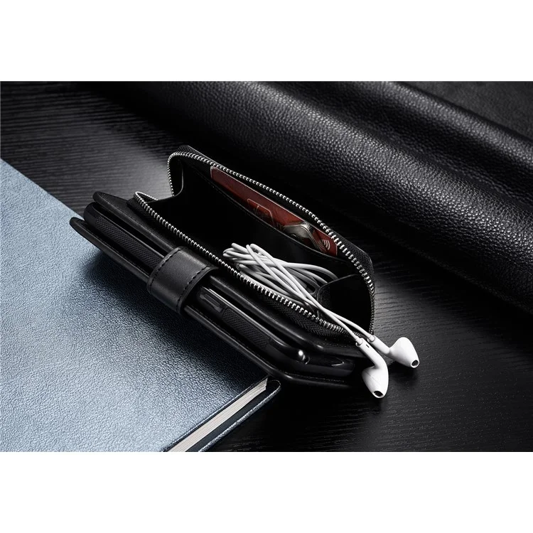For Samsung Galaxy S8 G950 Detachable TPU Cover Zipper Pocket Leather Wallet Phone Case - Black
