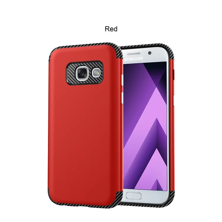 2-in-1 Carbon Fiber Texture TPU+Matte PC Combo Case for Samsung Galaxy A5 (2017) SM-A520F - Red