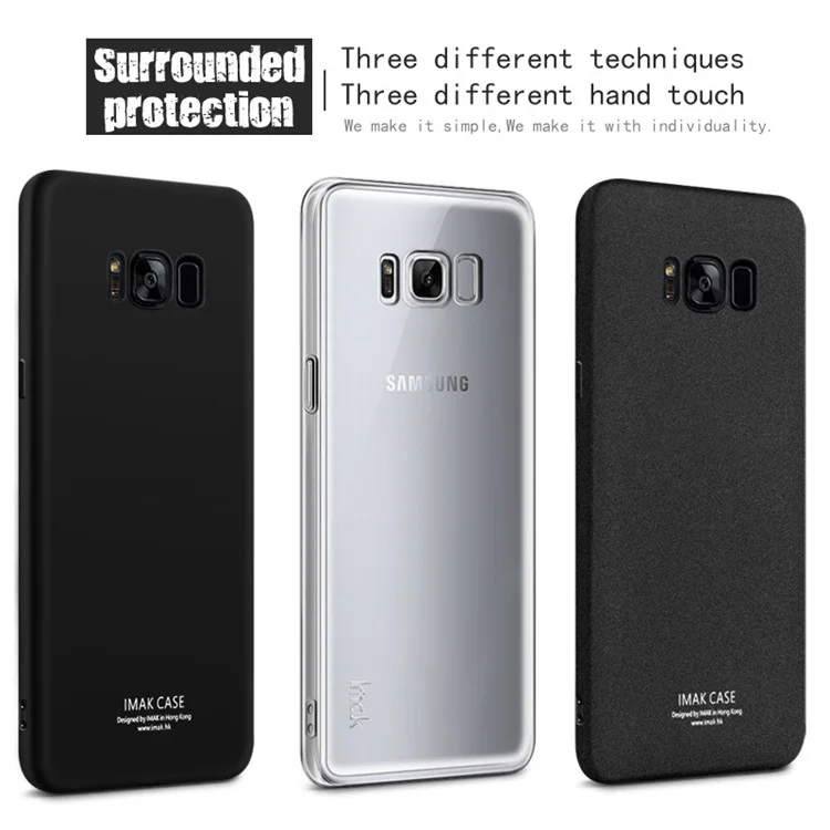IMAK Matte Finish TPU Soft Phone Cover + TPU Explosion-proof Screen Film for Samsung Galaxy S8+ SM-G955 - Metal  Black